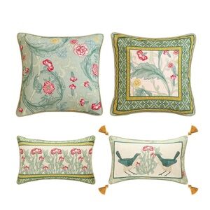 Cecilia Set Floral and Bird Design Pillow Covers -Set of 4